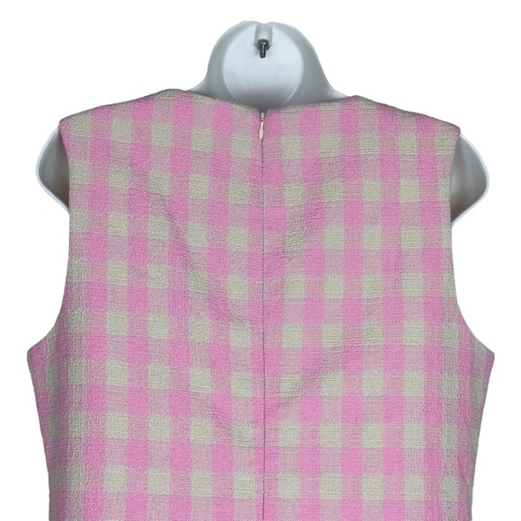 NWT Vero Moda Bonbon Pink Check Sleeveless Tweed Mini Dress Small - Picture 5 of 16